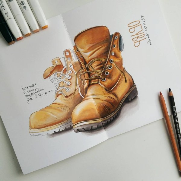Скетч маркерами обувь