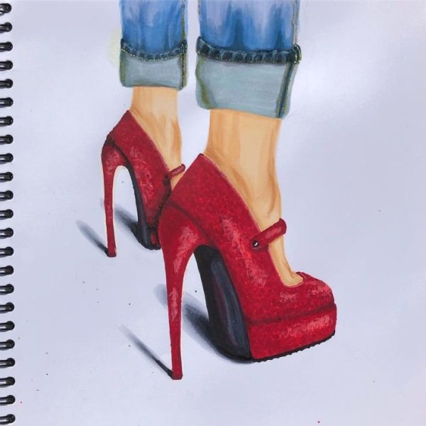 Скетчинг маркерами туфли