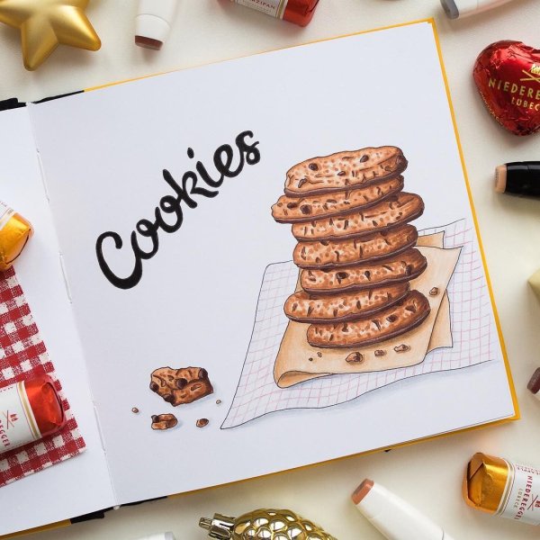 Печенье скетч маркерами