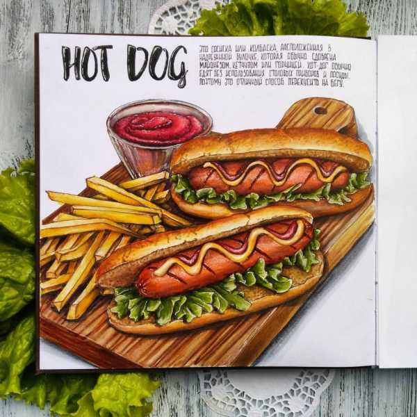 Зарисовки еды для скетчбука