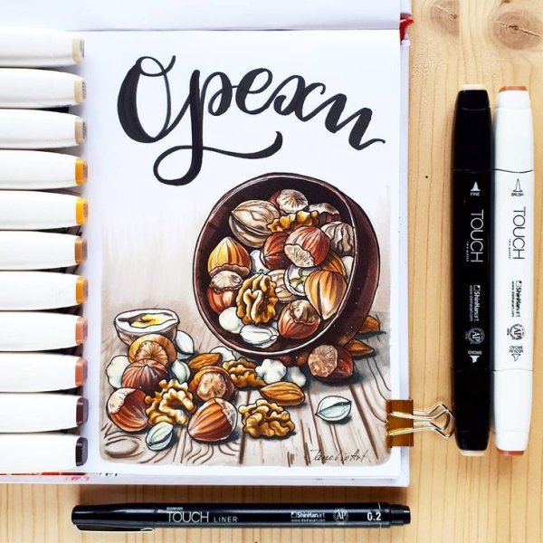 Скетчи маркерами еда