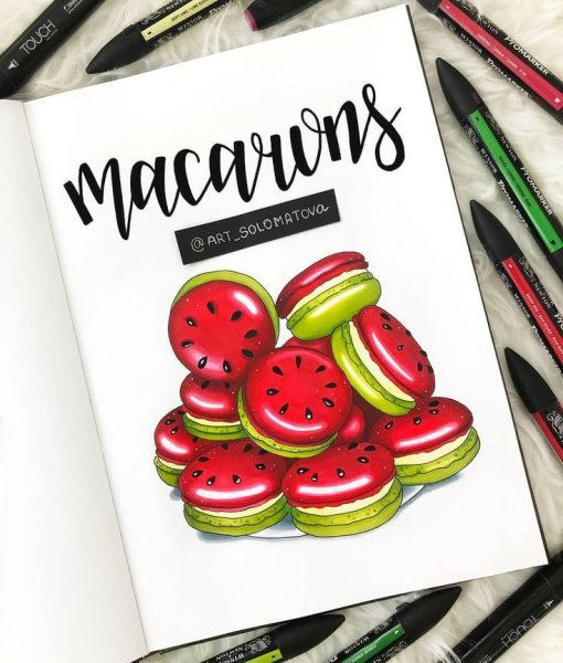 Рисование маркерами еда