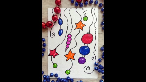 Новогодняя гирлянда фломастерами