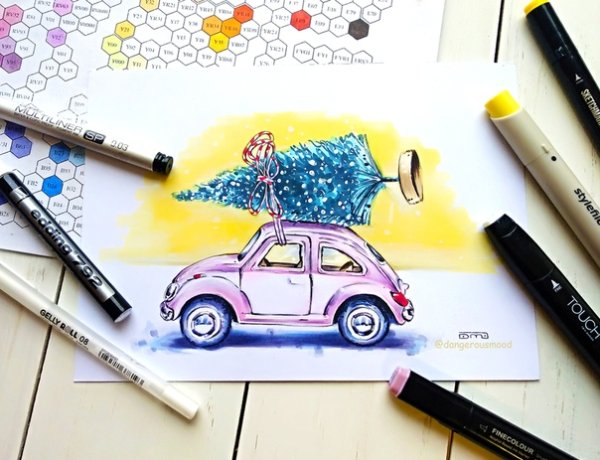 Машинки фломастерами