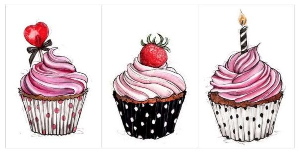 Скетчи тортиков и кексиков