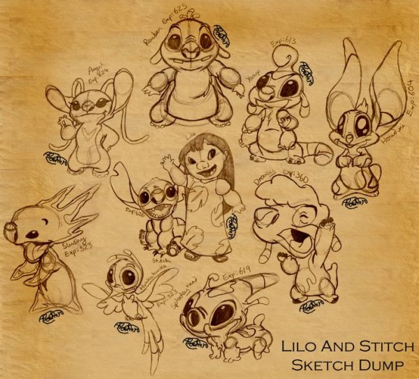 Лило и Стич эскиз