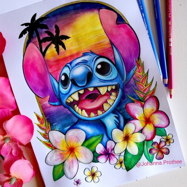 Нарисовать Стича маркерами