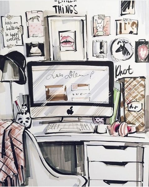 Скетч комнаты маркерами