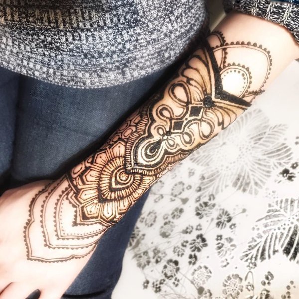 Мехенди на руке до локтя