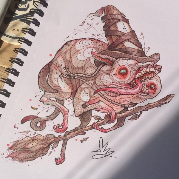 Скетч фэнтези маркерами