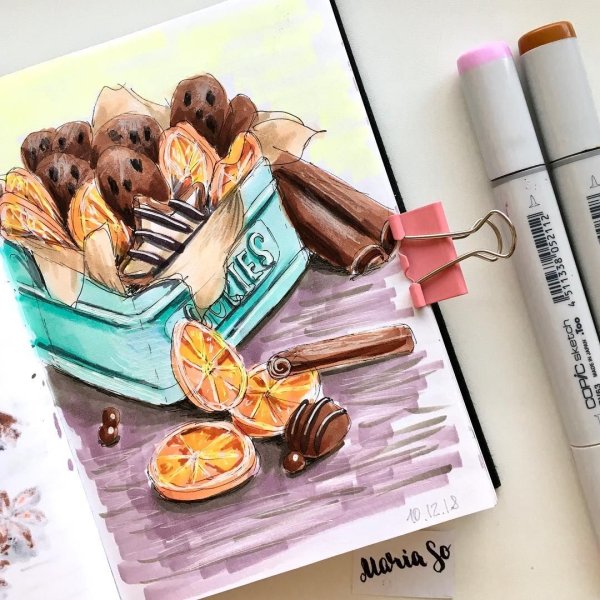 Печенье скетч маркерами