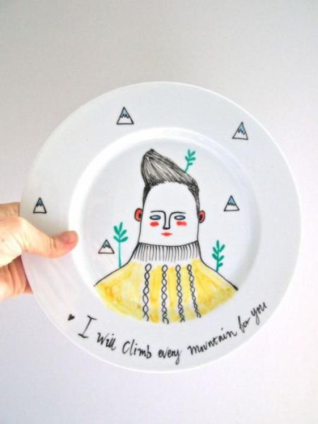 Роспись тарелки фломастерами