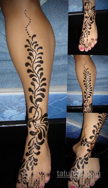 Тату хной на ноге