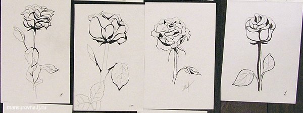 Черный цветок фломастером