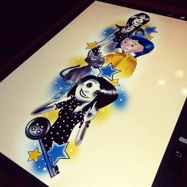 Коралина в стране кошмаров тату эскиз