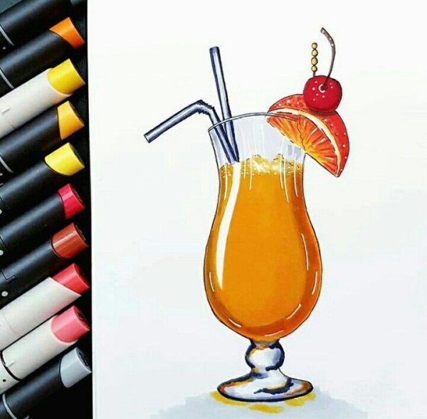 Коктейли рисование маркерами