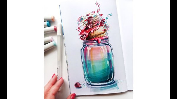 Коктейль рисунок маркерами