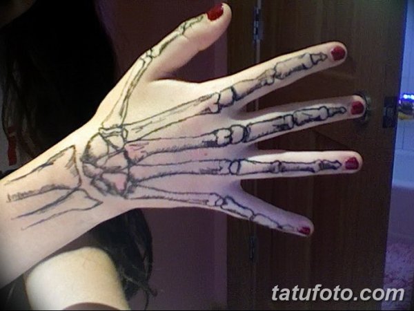 Кости на руке ручкой