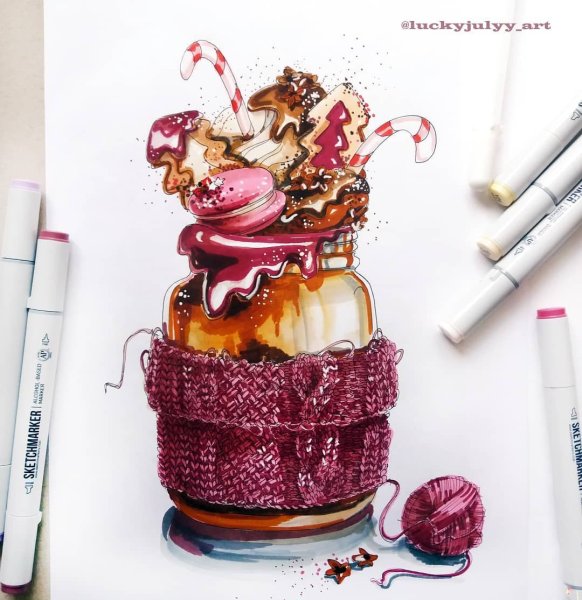 Сладости спиртовыми маркерами