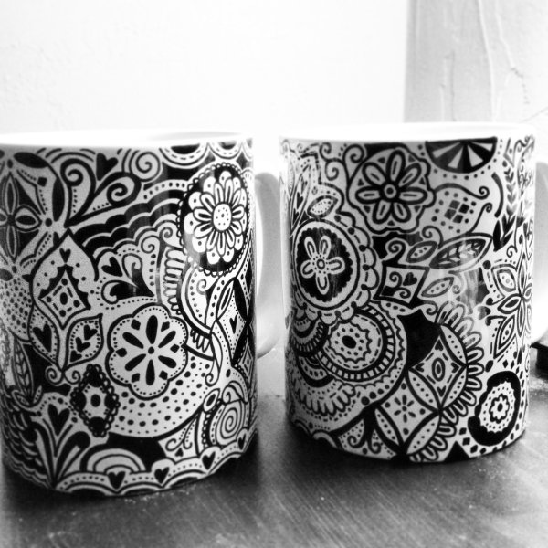 Роспись кружки маркером