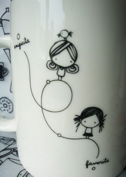 Рисунок на кружке фломастером