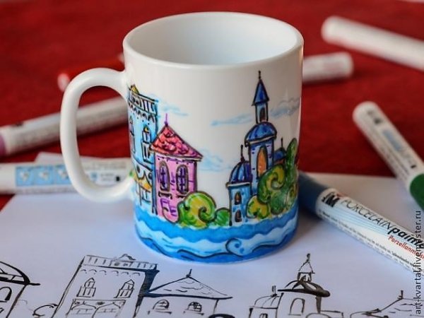 Роспись кружки маркерами по керамике