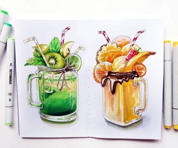 Рисунки спиртовыми маркерами