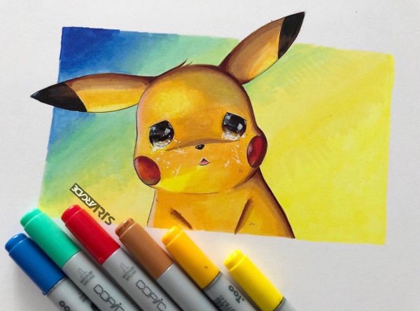 Пикачу маркерами