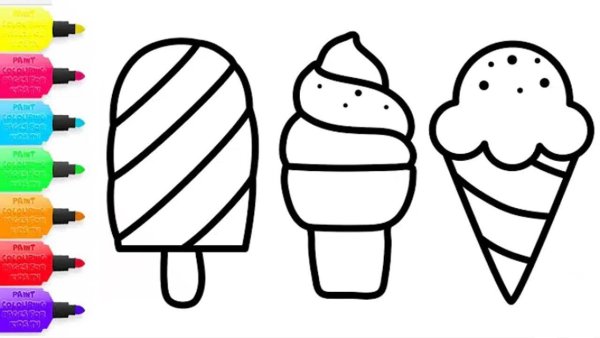 Мороженое раскраска для малышей
