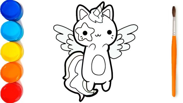 Раскраски кошечки Единорожки