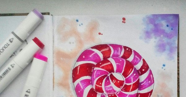 Рисунки маркерами леденец