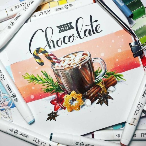 Скетч маркерами новый год