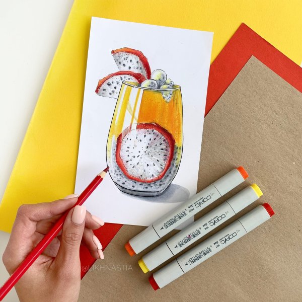 Зимние скетчи маркерами