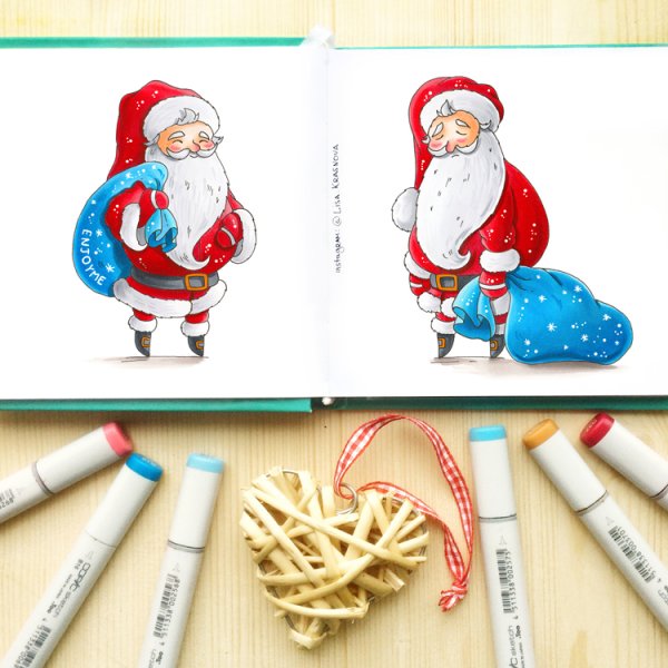 Новогодние идеи для рисования маркерами
