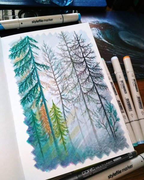 Пейзажи для рисования маркерами