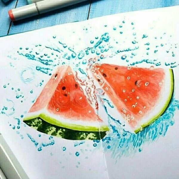 Скетчинг маркерами Арбуз