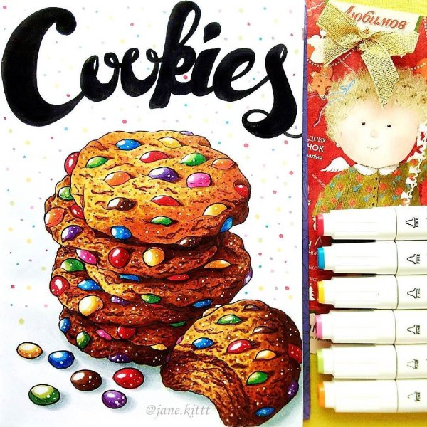 Новогодние скетчи маркерами еды