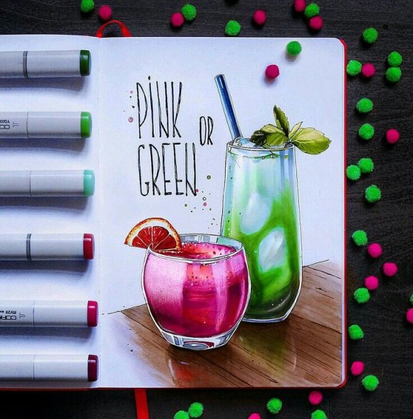 Скетч фуд маркерами