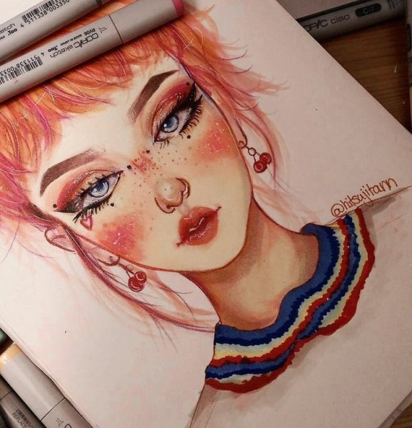 Художница Лера Кирьякова портреты маркером