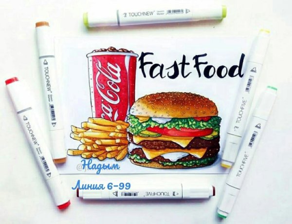 Скетчи маркерами еда
