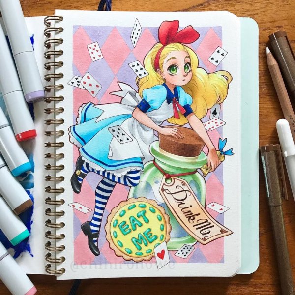 Алиса в стране чудес маркерами