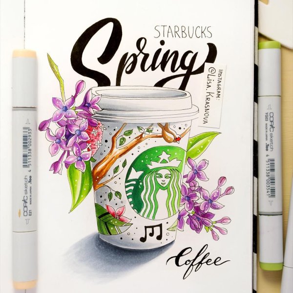 Рисунки для скетчбука еда лёгкая