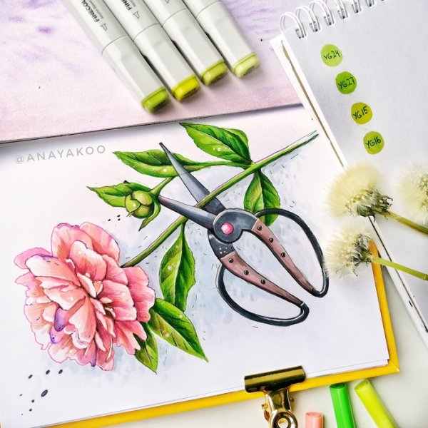 Скетчинг маркерами насекомые