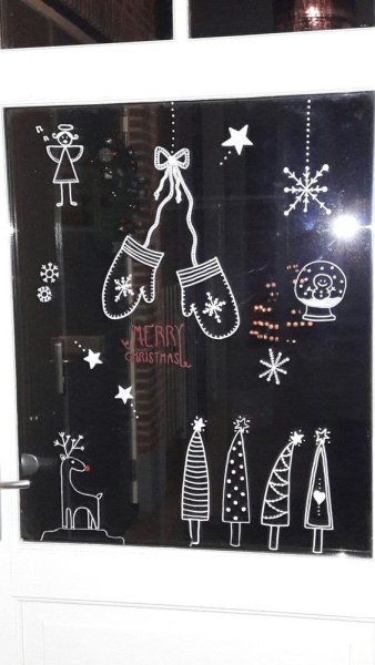 Рисунки на окнах к новому году