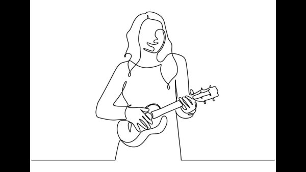 Рисунок человека играющего на укулеле