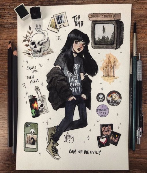 Рисунки в скетчбук в стиле панк