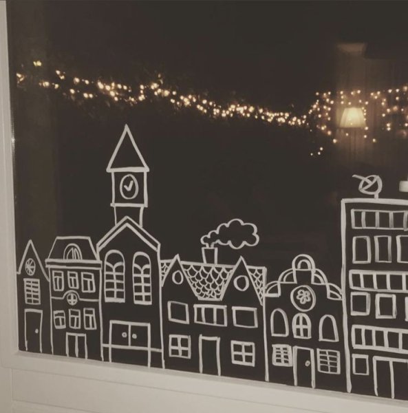 Наклейки на окна домики