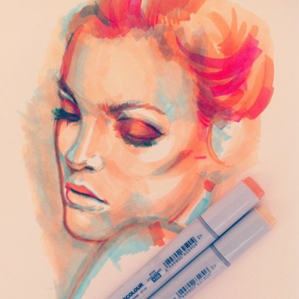 Лера Кирьякова портрет маркерами