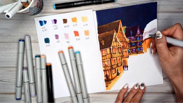 Мастер класс спиртовыми маркерами