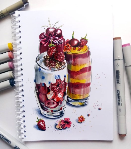 Еда маркерами для скетчинга